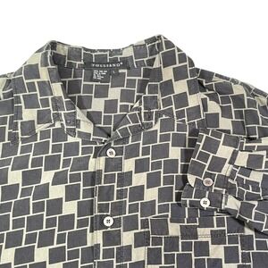Tulliano Large‎ Pure Silk Button Down Shirt Geometric Dark Academia Retro
